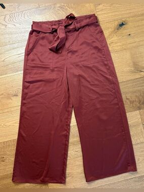 JOIE Silky Satin Wide Leg Cropped Pants and Belt Large